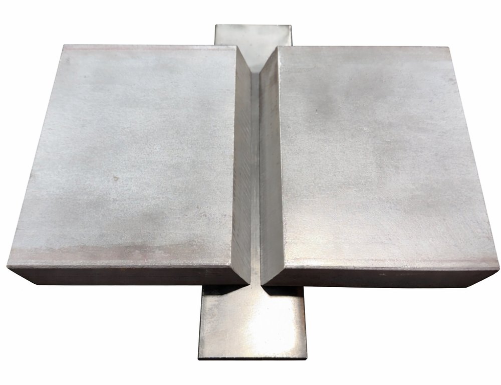 TitanCert 1 inch AWS D1.1 unlimited thickness weld qualification test plate, fully assembled with backing strip
